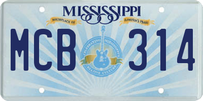 MS license plate MCB314