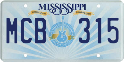 MS license plate MCB315