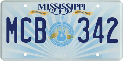 MS license plate MCB342