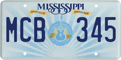 MS license plate MCB345