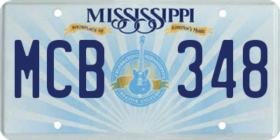 MS license plate MCB348