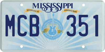 MS license plate MCB351