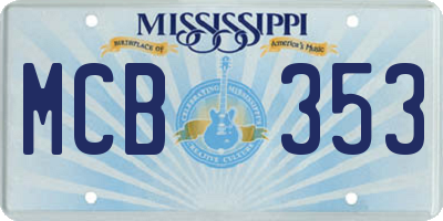 MS license plate MCB353