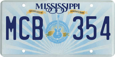 MS license plate MCB354
