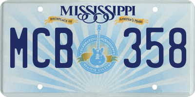 MS license plate MCB358
