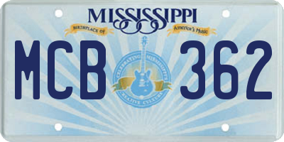 MS license plate MCB362