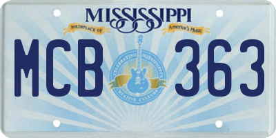 MS license plate MCB363