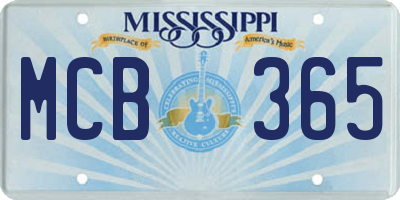 MS license plate MCB365