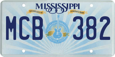 MS license plate MCB382