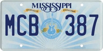 MS license plate MCB387