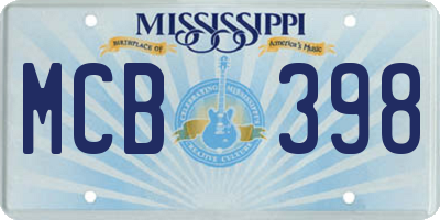 MS license plate MCB398