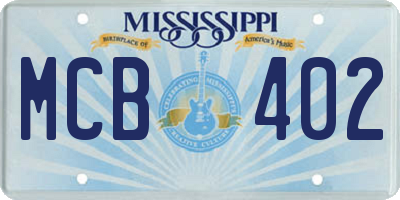 MS license plate MCB402
