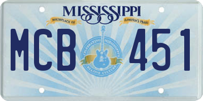 MS license plate MCB451