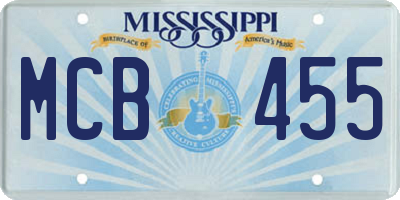 MS license plate MCB455