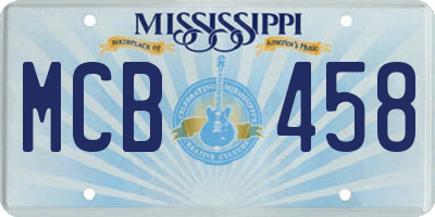 MS license plate MCB458