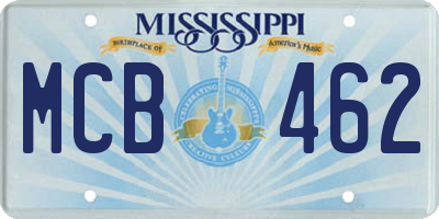MS license plate MCB462