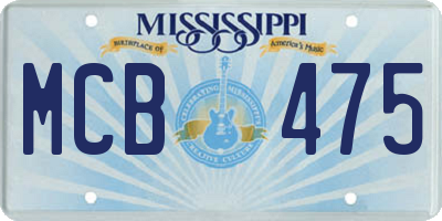 MS license plate MCB475