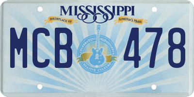 MS license plate MCB478