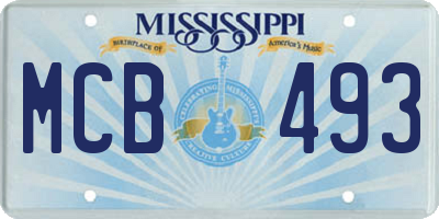 MS license plate MCB493