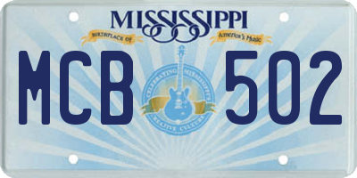 MS license plate MCB502