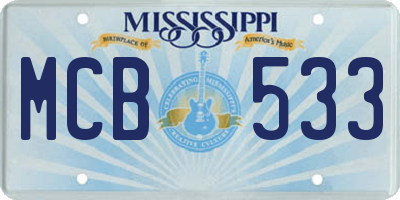MS license plate MCB533
