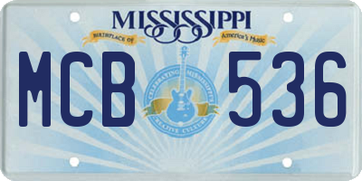MS license plate MCB536