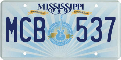 MS license plate MCB537