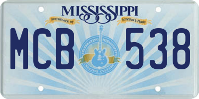 MS license plate MCB538
