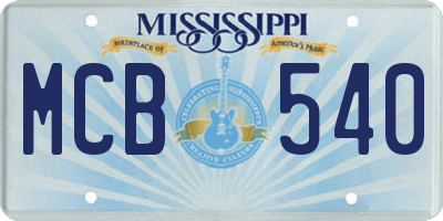 MS license plate MCB540