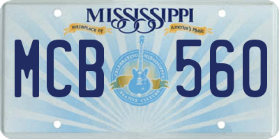 MS license plate MCB560