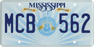 MS license plate MCB562