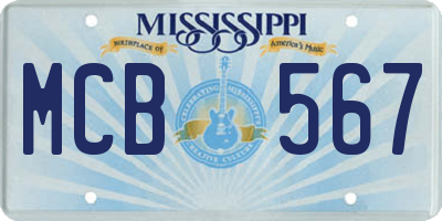 MS license plate MCB567