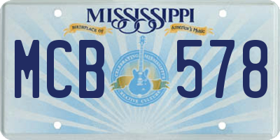 MS license plate MCB578