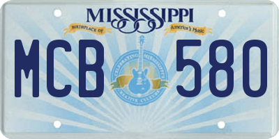 MS license plate MCB580