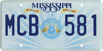MS license plate MCB581