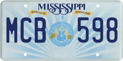MS license plate MCB598