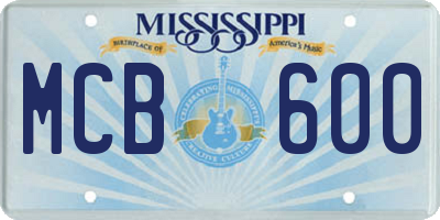 MS license plate MCB600