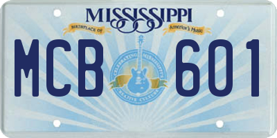 MS license plate MCB601