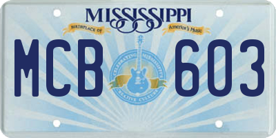 MS license plate MCB603