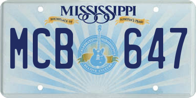 MS license plate MCB647