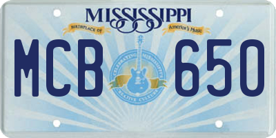 MS license plate MCB650