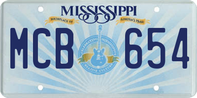 MS license plate MCB654