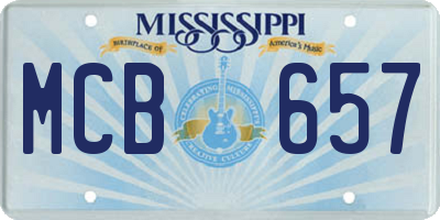 MS license plate MCB657