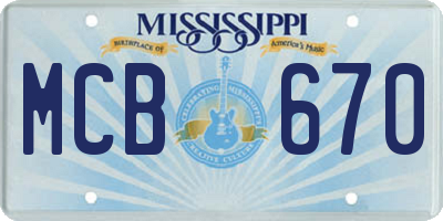 MS license plate MCB670