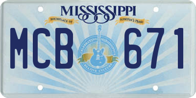 MS license plate MCB671