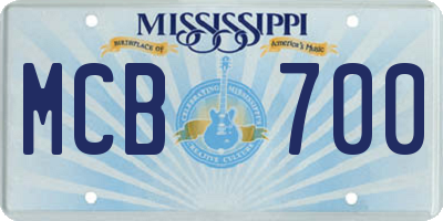 MS license plate MCB700