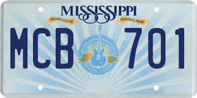 MS license plate MCB701