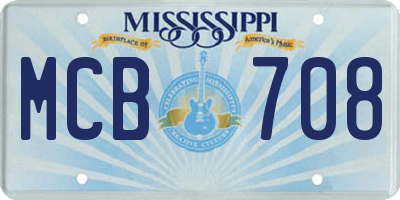 MS license plate MCB708