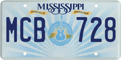 MS license plate MCB728