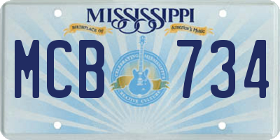 MS license plate MCB734